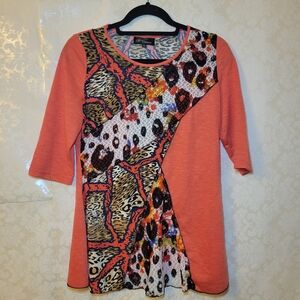 Onque Casuals Vibrant Orange Animal Print Long Sleeve Top